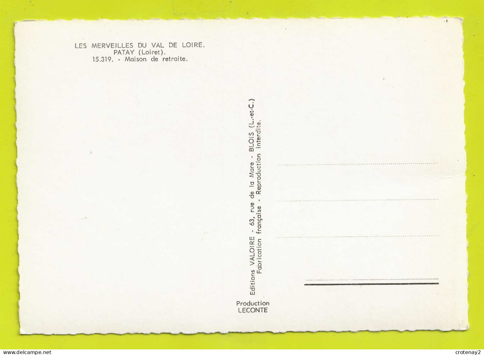 45 PATAY Vers Artenay Orléans N°15 319 Maison De Retraite VOIR DOS - Artenay