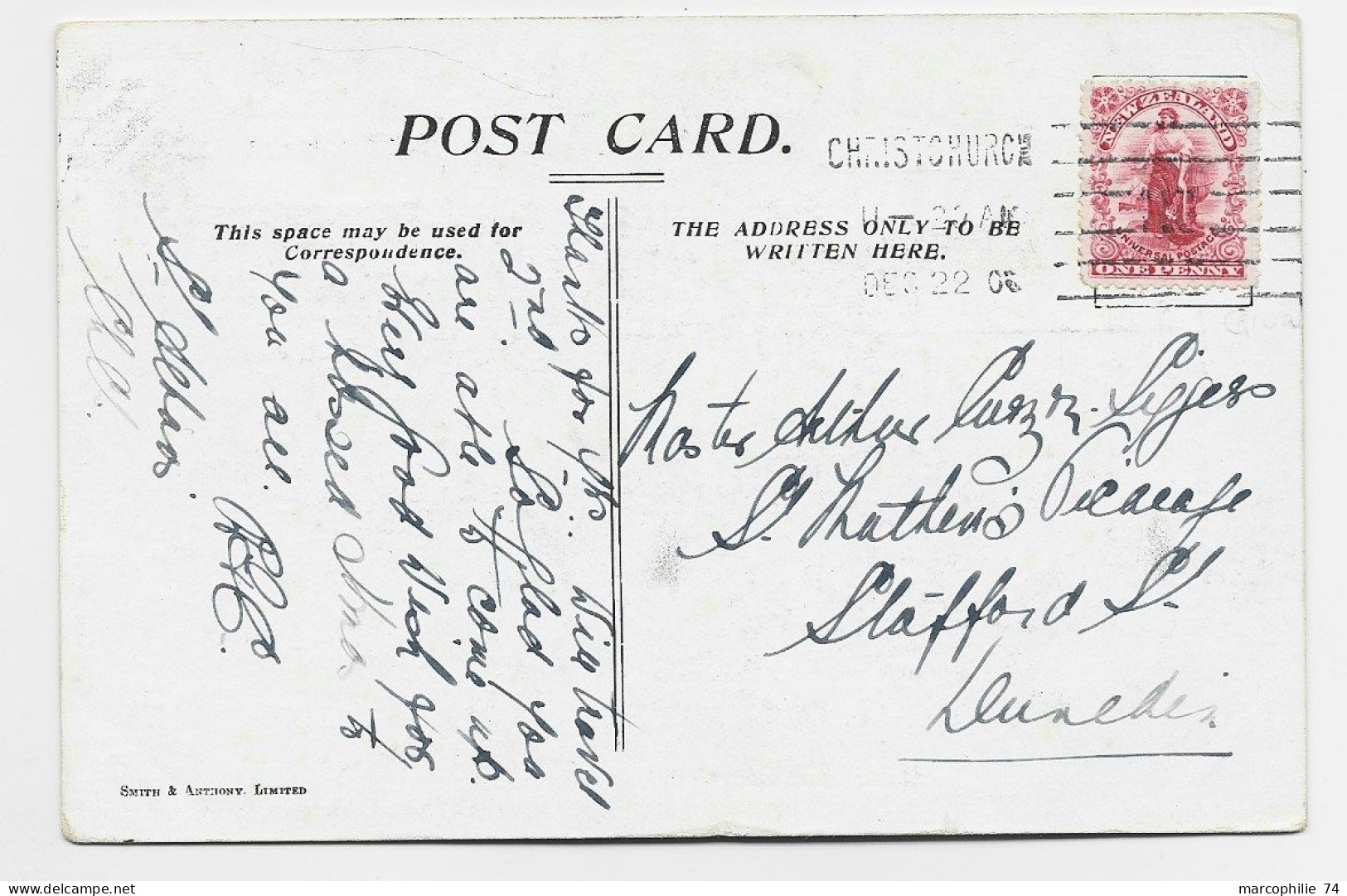 NEW ZEALAND ONE PENNY CARD NEW ZEALAND INTERNATIONAL EXHIBITION 1906 7 CASTEL - Covers & Documents