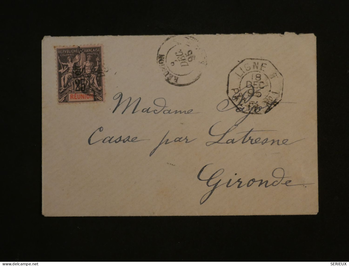 BU8  ILE DE LA REUNION  BELLE LETTRE RR 1895 PAQUEBOT MARSEILLE A  CASSE FRANCE +25C  +AFF. INTERESSANT++ - Brieven En Documenten