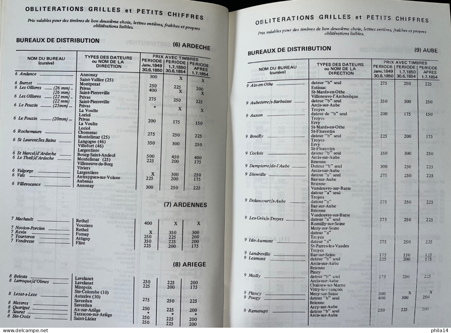 POTHION / CATALOGUE DES OBLITERATIONS GRILLES DES BUREAUX DE PROVINCE & DES CURSIVES AVEC TIMBRES / 1969 - France