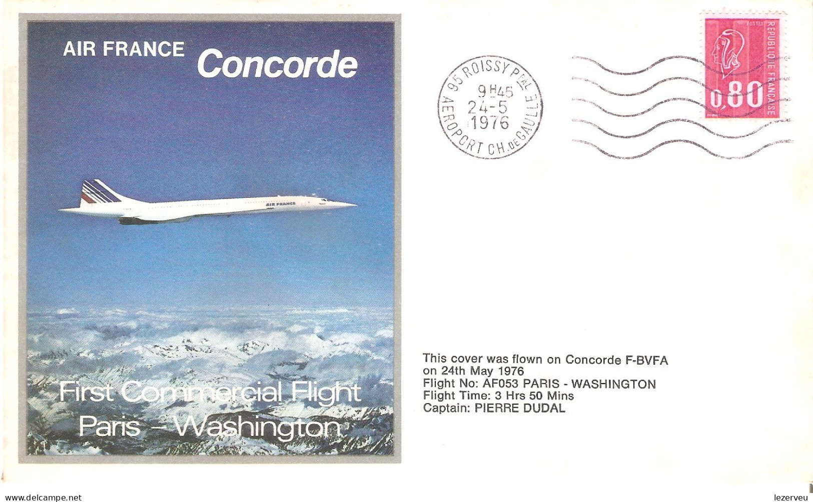 CONCORDE PREMIER 1er VOL FIRST FLIGHT AIR FRANCE  PARIS WASHIGTON 1976 - Autres & Non Classés