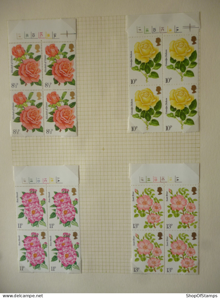 GREAT BRITAIN SG 1006-09 ROYAL NATIONAL ROSE SOCIETY CENTENARY BL4 MARGINS - Sheets, Plate Blocks & Multiples