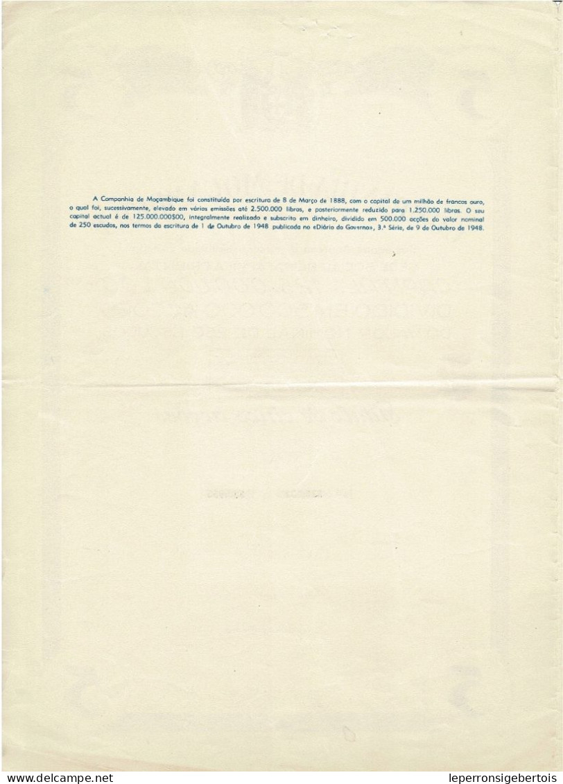 - Titulo De 1949 - Companhia De Moçambique  - Sociedad Anonima De Responsabilidade Limitada  - - Afrika