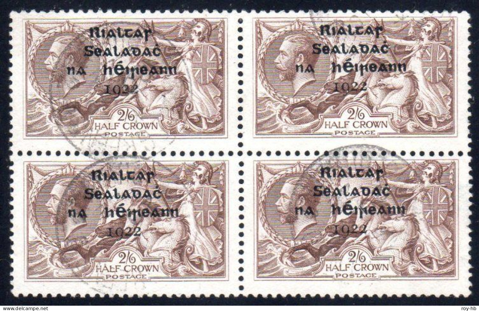 1922 Thom "Rialtas" Set 2/6 To 10/- In Cds Used Blocks Of 4, Each With Clear, Contemporary Cds's On Each Stamp - Oblitérés