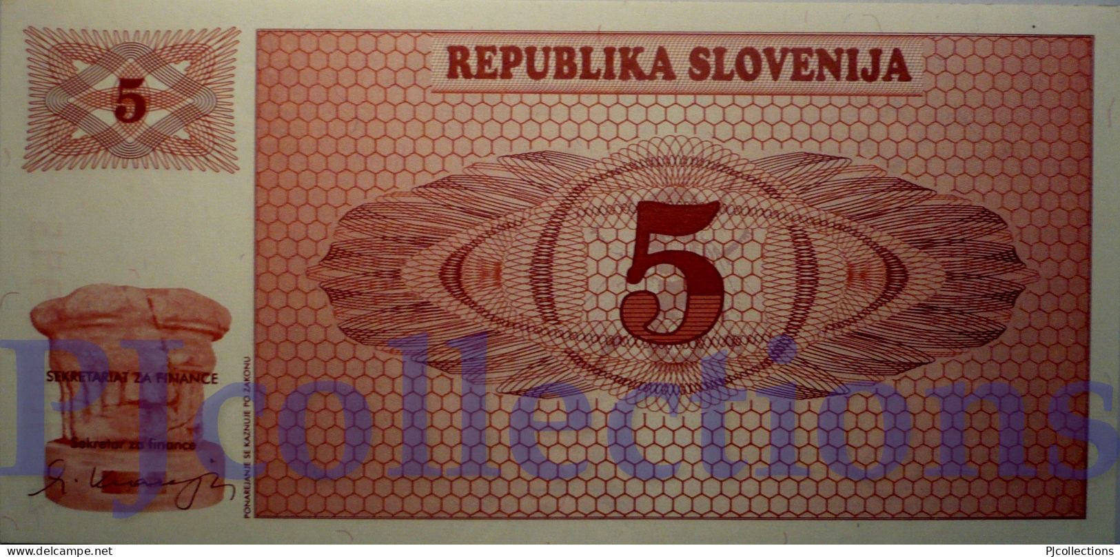 SLOVENIA 5 TOLARJEV 1990 PICK 3a REPLACEMENT UNC RARE - Slowenien