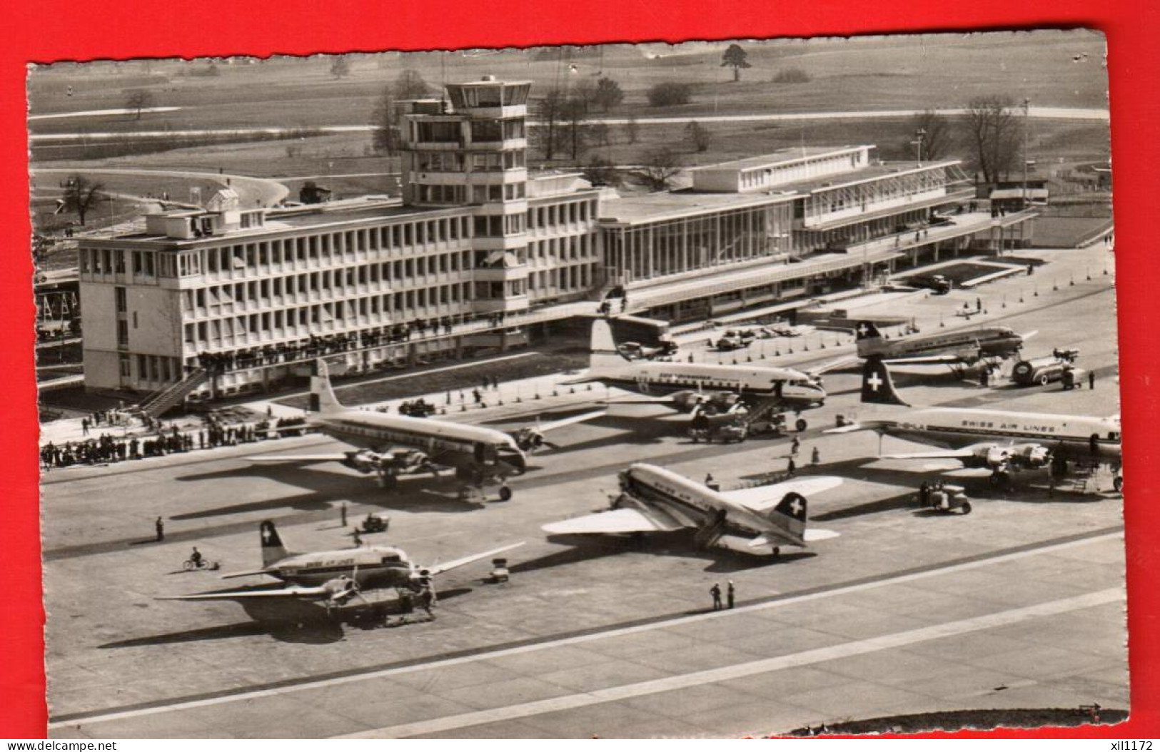 ZVH-31  Zürich Kloten  Flughafen Airport. Trous épingles Circulé 1955 Photoglob Wehrli 141 - Kloten