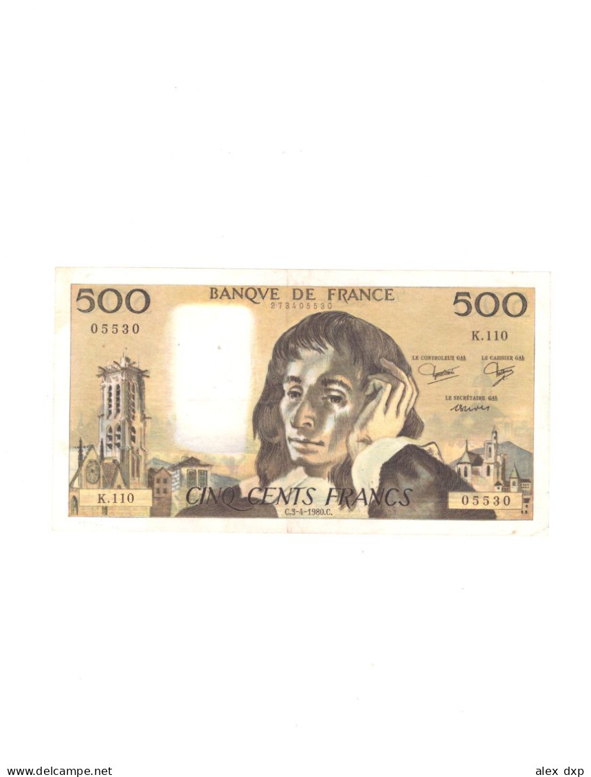 FRANCE P-156e.2 > 500 FRANCS 1980, XF, PIN HOLES - 500 F 1968-1993 ''Pascal''