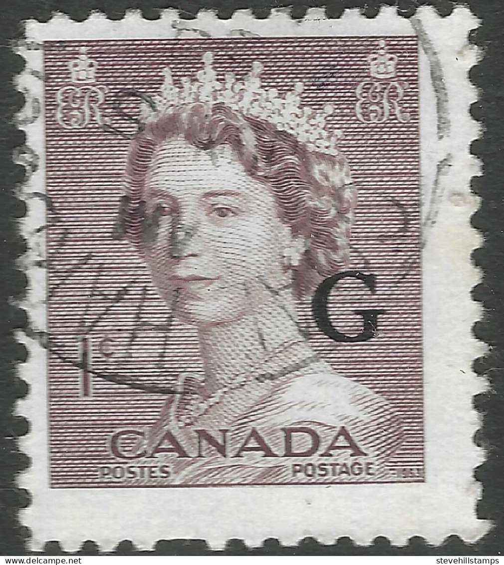 Canada. 1953-61 QEII. Official. 1c Used. SG O196 - Aufdrucksausgaben