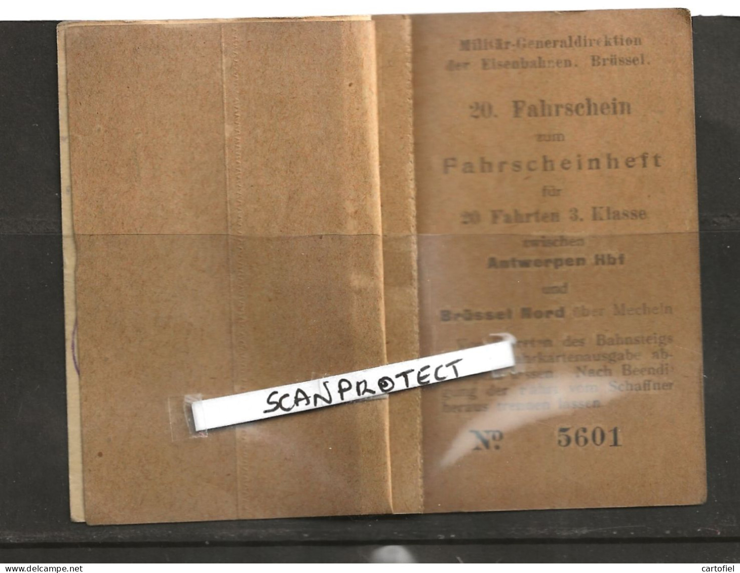 FAHRSCHEINHEFT-BELGIQUE-GUERRE-1916-ANTWERPEN-BRUSSEL-PHOTO+TAMPON-BRUSSEL-NORD-CARNET-2 FAHRTEN-VOYEZ 4 SCANS - Europe