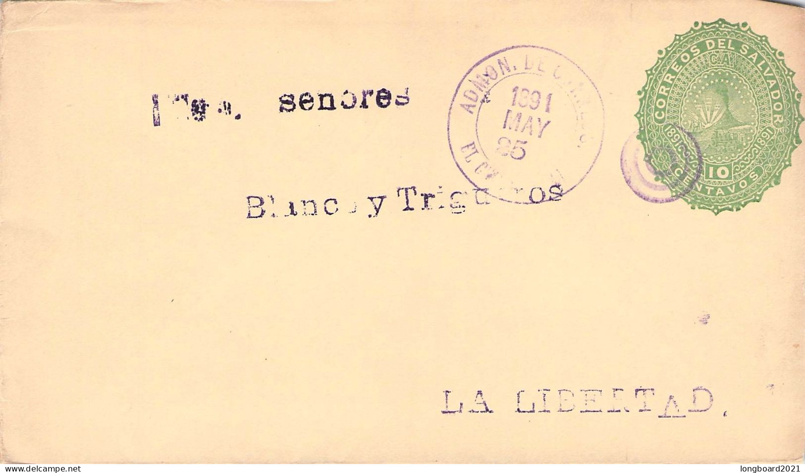 EL SALVADOR - ENVELOPE 10c 1891 LA LIBERTAD  /*103 - Salvador