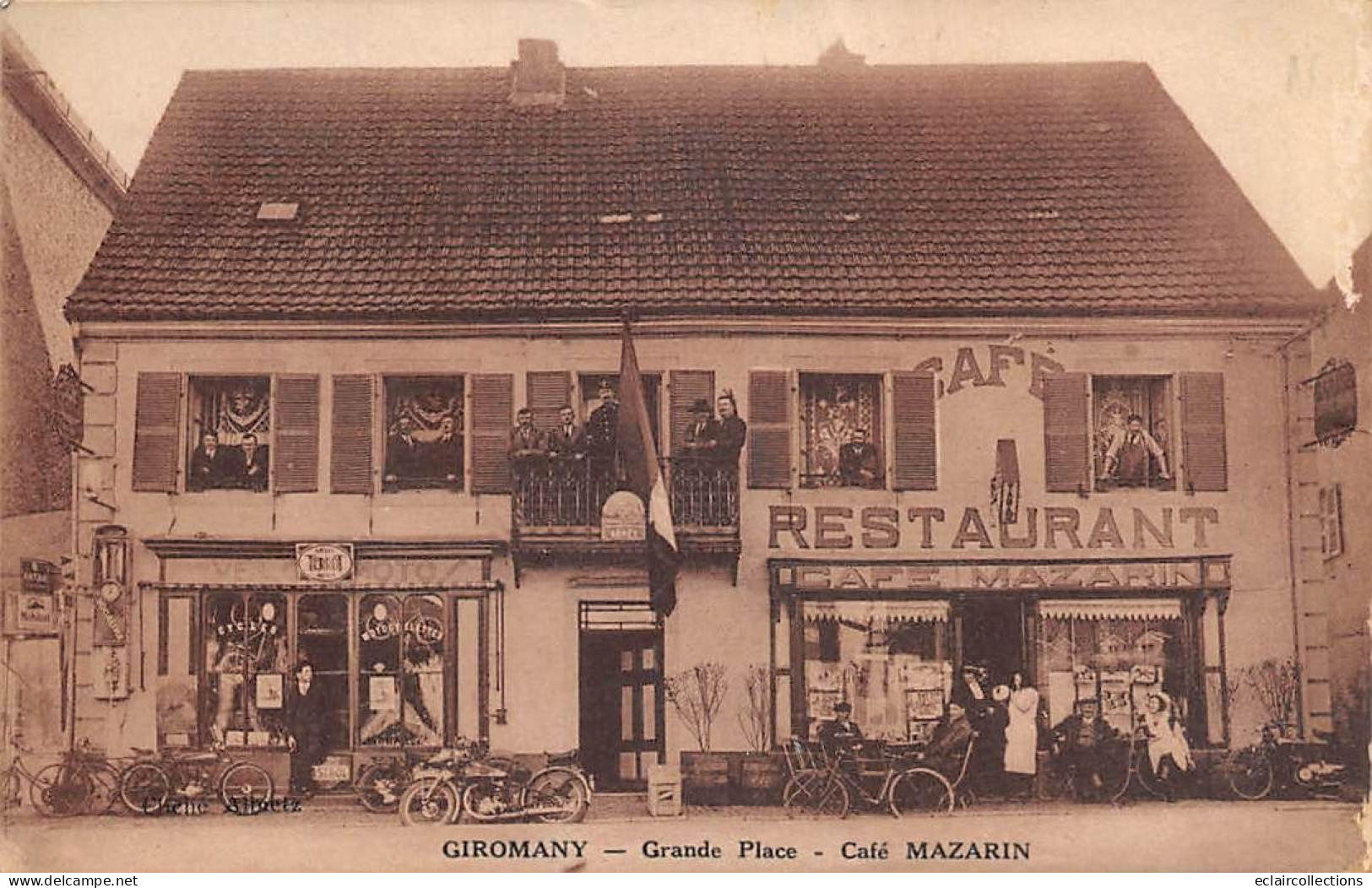 Giromagny        90      Café Mazarin . Moto. Pompe A Essence. Antar            (voir Scan) - Giromagny