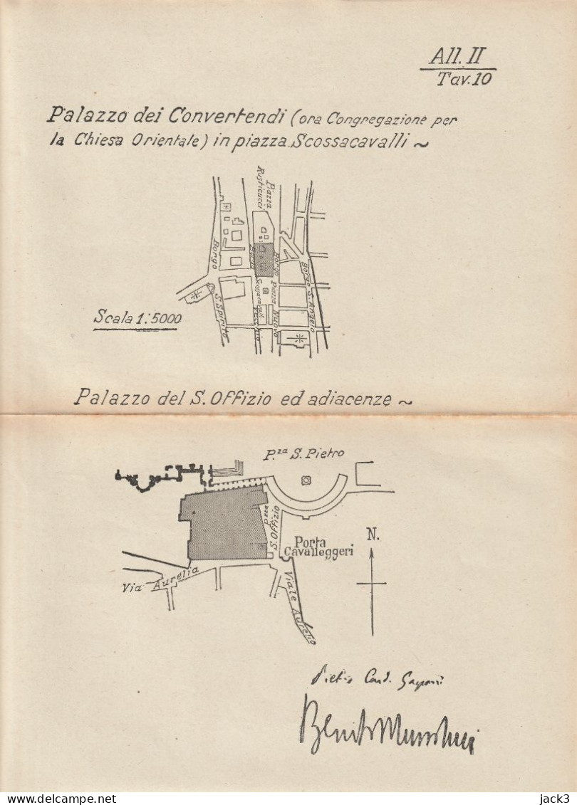 DISEGNO TECNICO - PALAZZO DEI CONVERTENDI E PAL. S. OFFIZIO - TAV. 10 - FIRMA BENITO MUSSOLINI - Travaux Publics