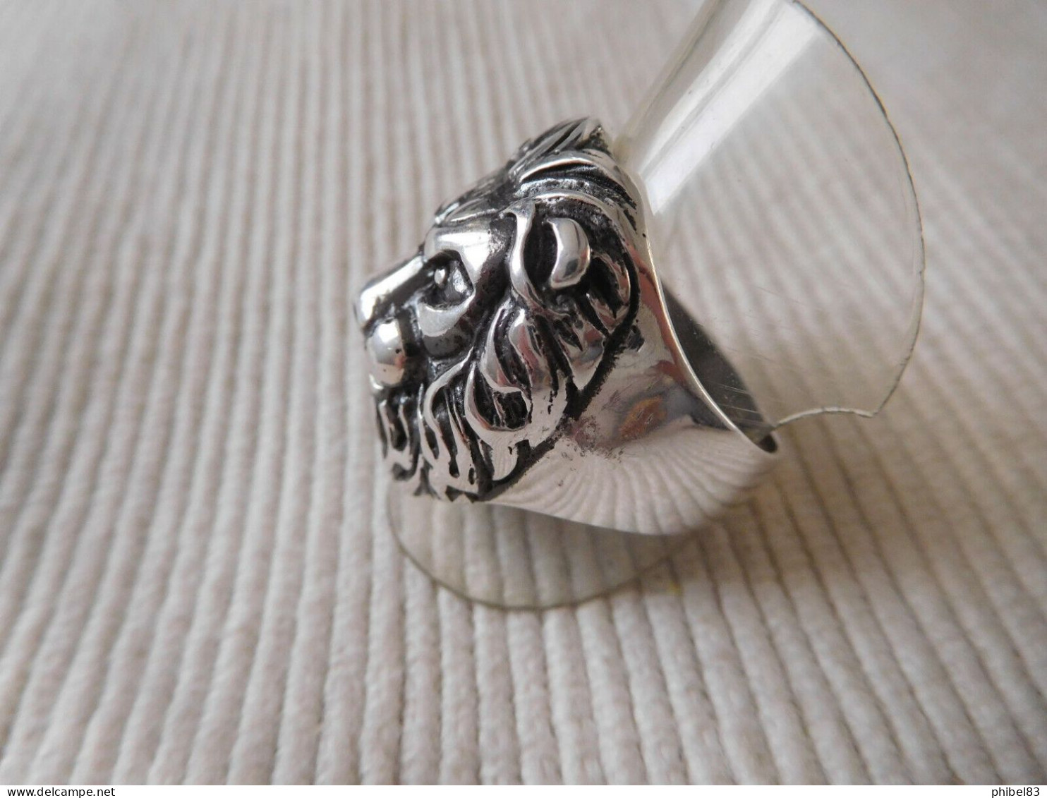 Bague Homme En Argent Massif 925 Taille 61 Fauve Lion Felin Gothique Biker B17 - Ringe