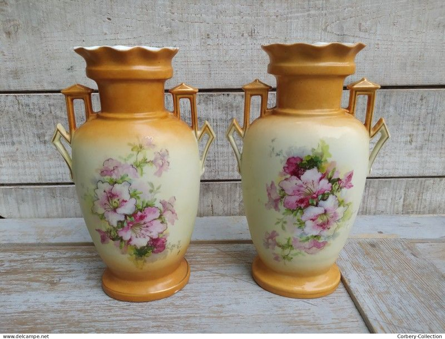 Paire De Vases Art Nouveau Porcelaine Victoria Austria - Sonstige & Ohne Zuordnung