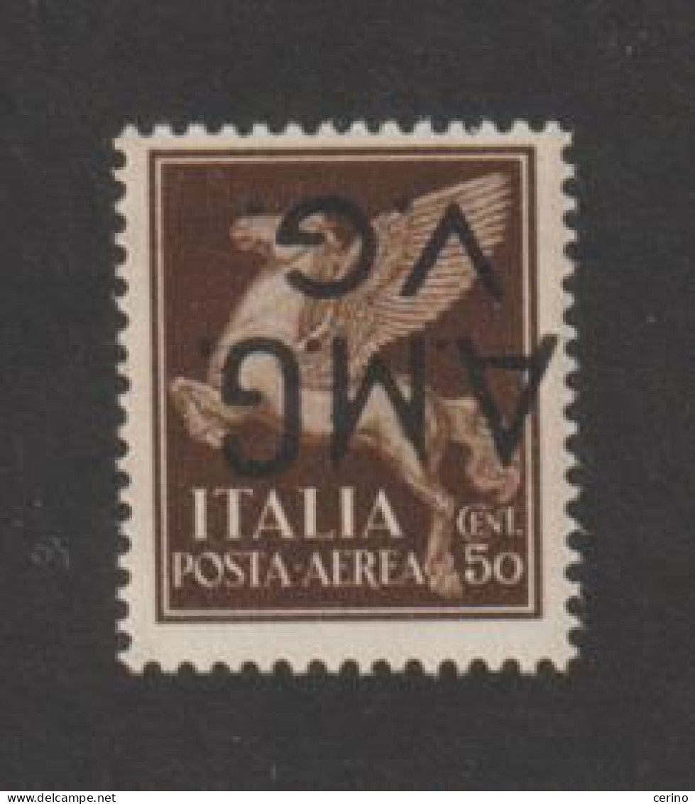 AMG - VG  VARIETA': 1945  POSTA  AEREA  SOPRAST. CAPOVOLTA  -  50 C. BRUNO  N. -  CERTIF. FILIPPO  FERRARIO  -  SASS. 1b - Nuevos