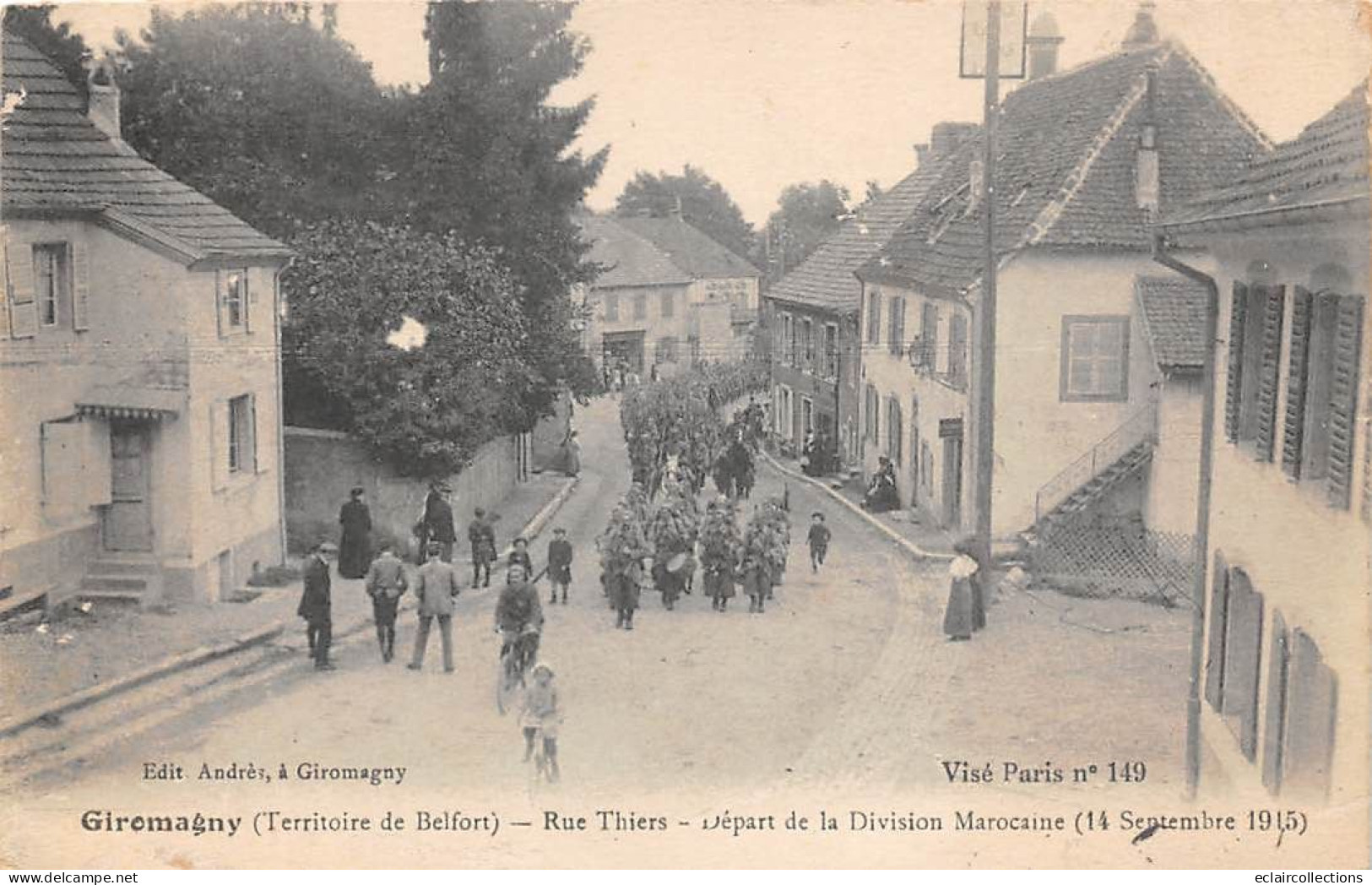 Giromagny        90       Militaria. Rue Thiers. Départ De La Division Marocaine           (voir Scan) - Giromagny