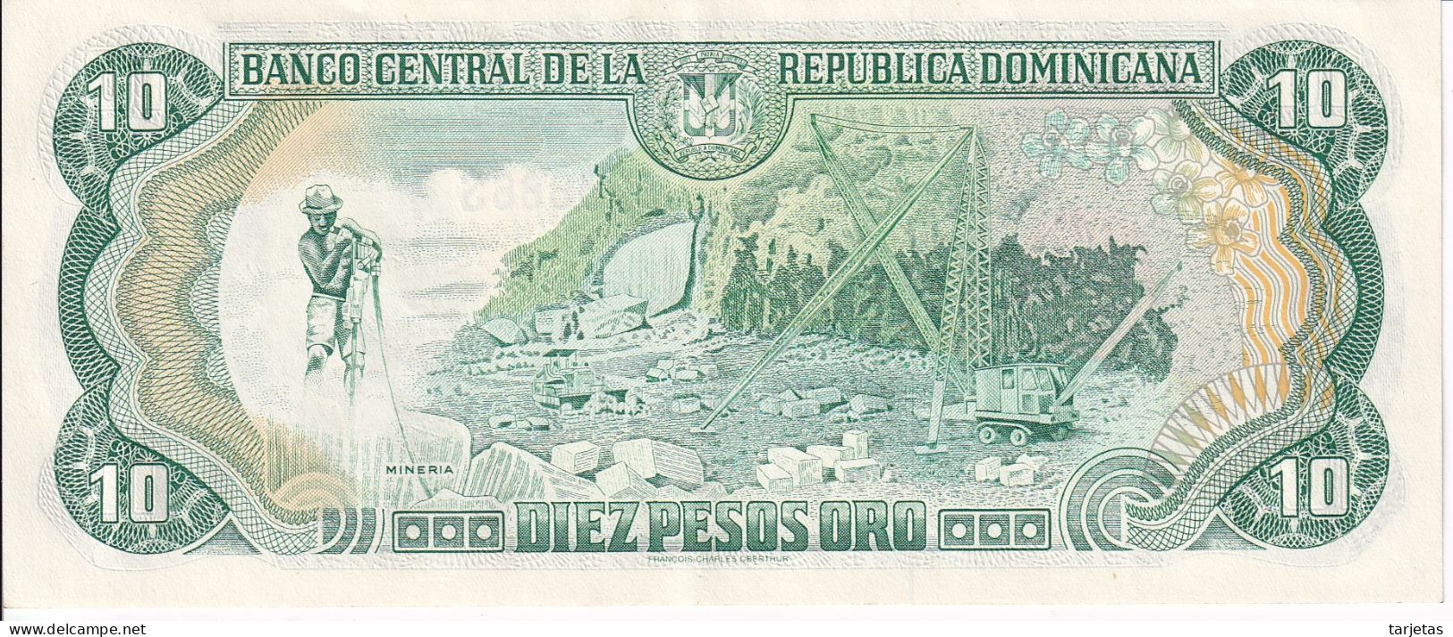 BILLETE DE LA REPUBLICA DOMINICANA DE 10 PESOS ORO DEL AÑO 1998 EN CALIDAD EBC (XF)  (BANKNOTE) - Dominikanische Rep.