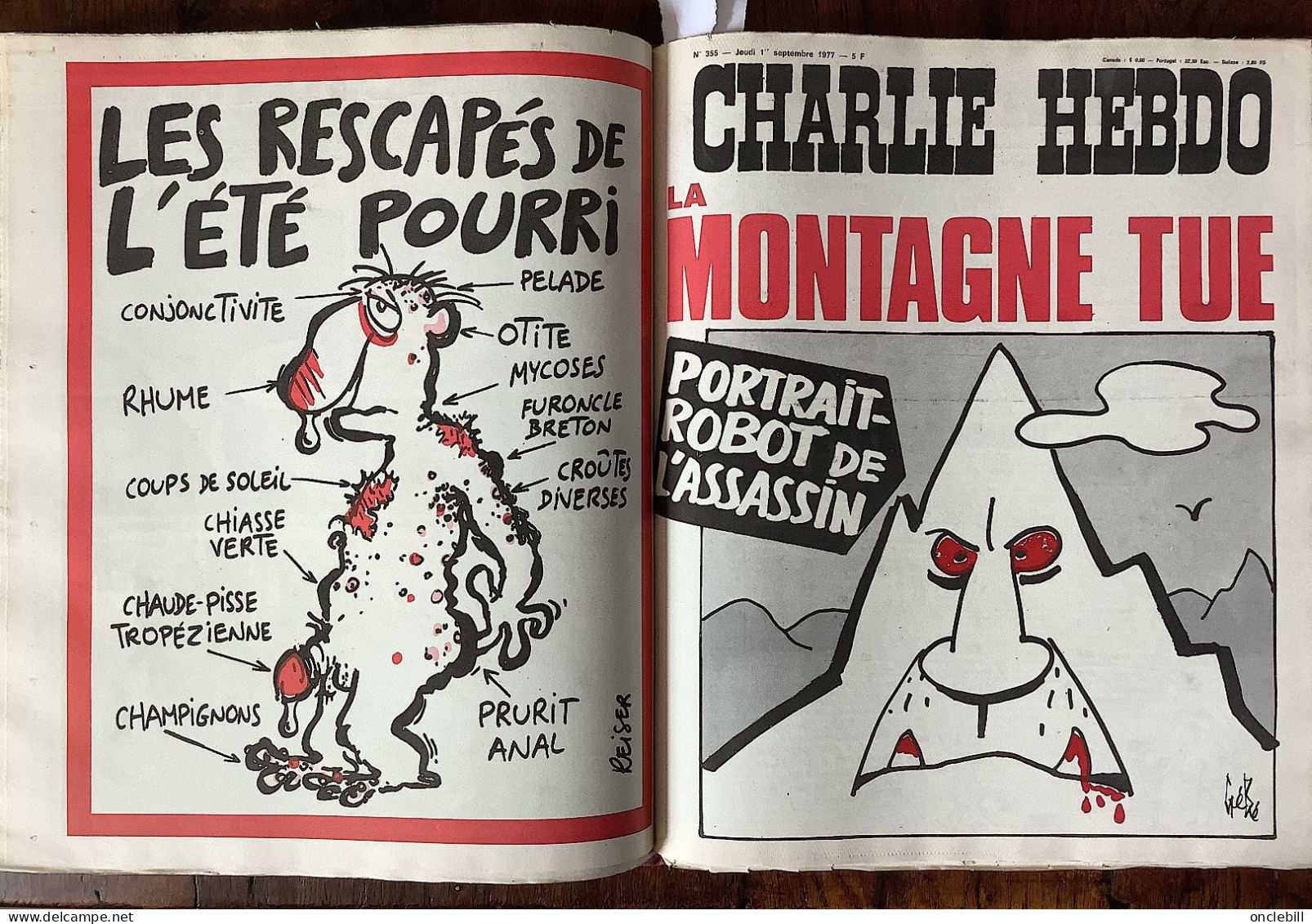 CHARLIE HEBDO reliure éditeur année 1977 complète n°321 à 372 parfait état LIVRAISON OFFERTE