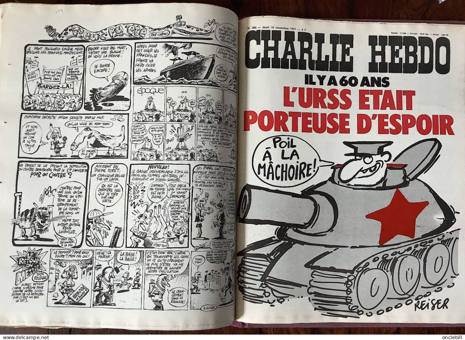 CHARLIE HEBDO reliure éditeur année 1977 complète n°321 à 372 parfait état LIVRAISON OFFERTE