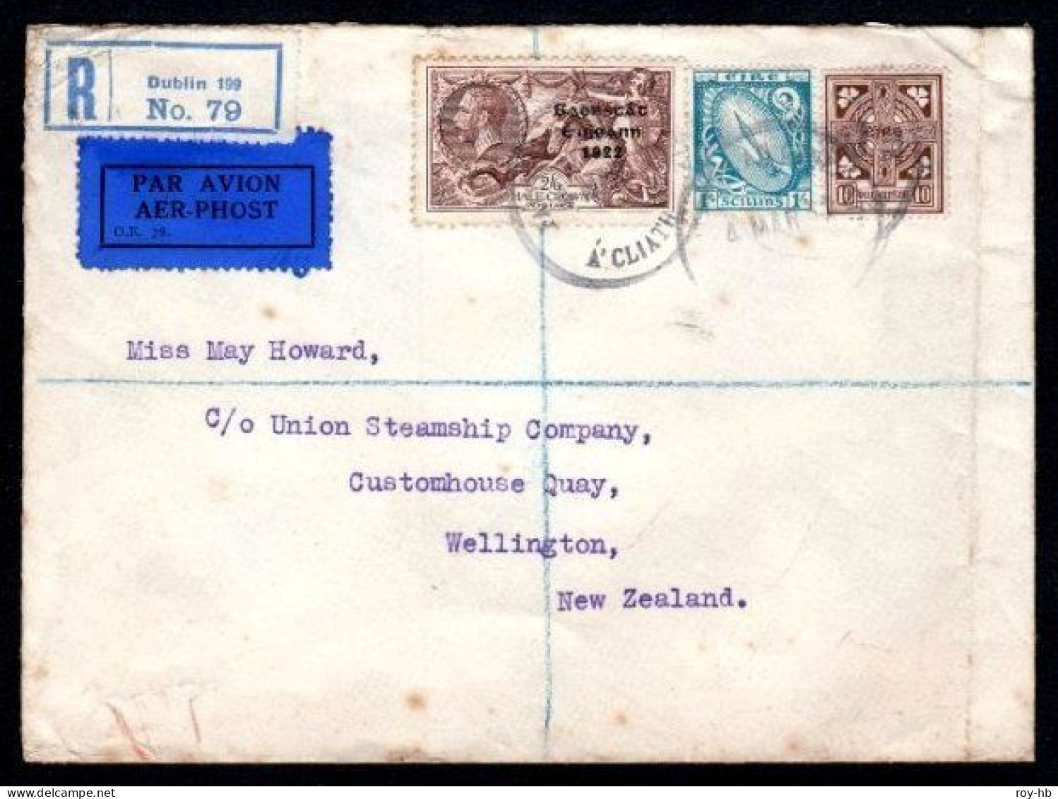 1935 2/6 Plus "Se" Definitive 10d And 1/- Used On A 1937 Registered Airmail Cover With Wax Seals From The Ulster Bank - Posta Aerea