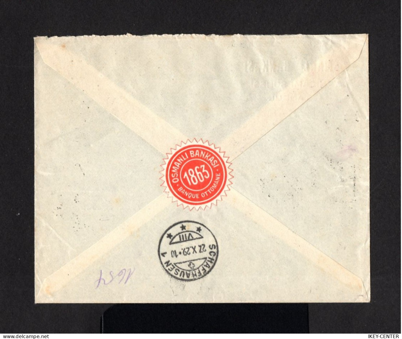 K293-TURKEY-REGISTERED OTTOMAN BANK COVER ISTANBOUL To SCHAFFHOUSE (switzerland).1929.Enveloppe Recommande TURQUIE - Lettres & Documents