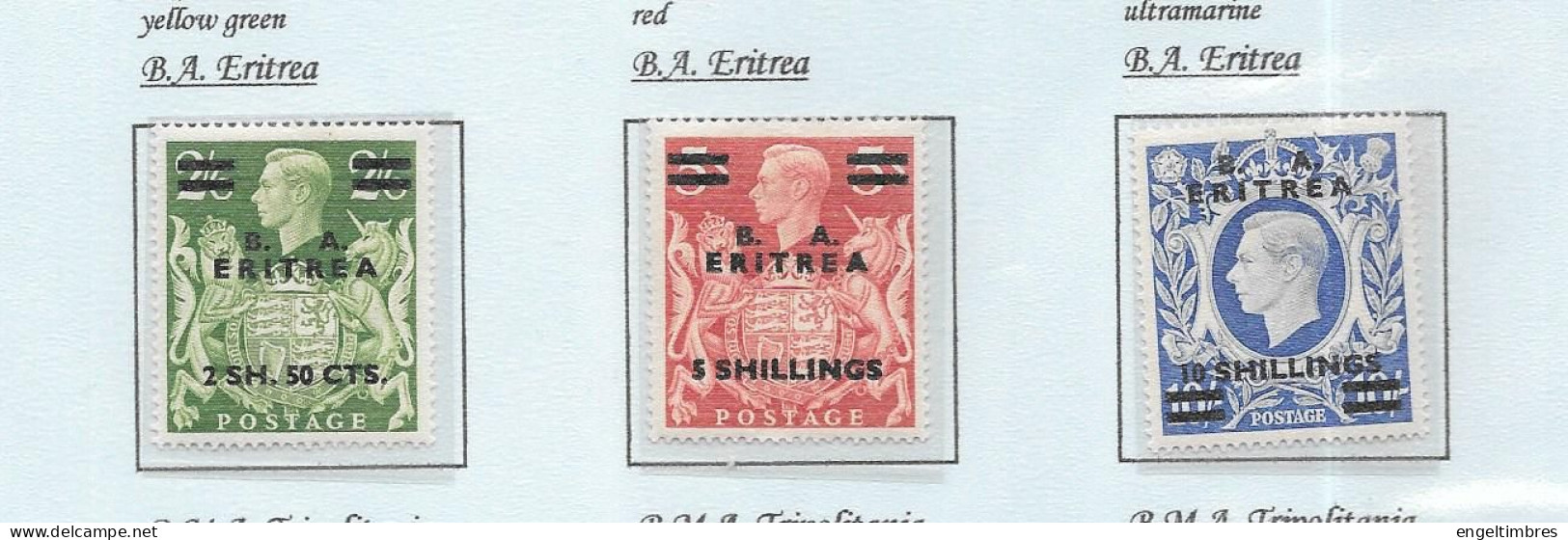 GB George Vl -   "ARMS"  B. A. ERITREA   -  High Values (3)   MINT HINGED - See Scans - Unused Stamps