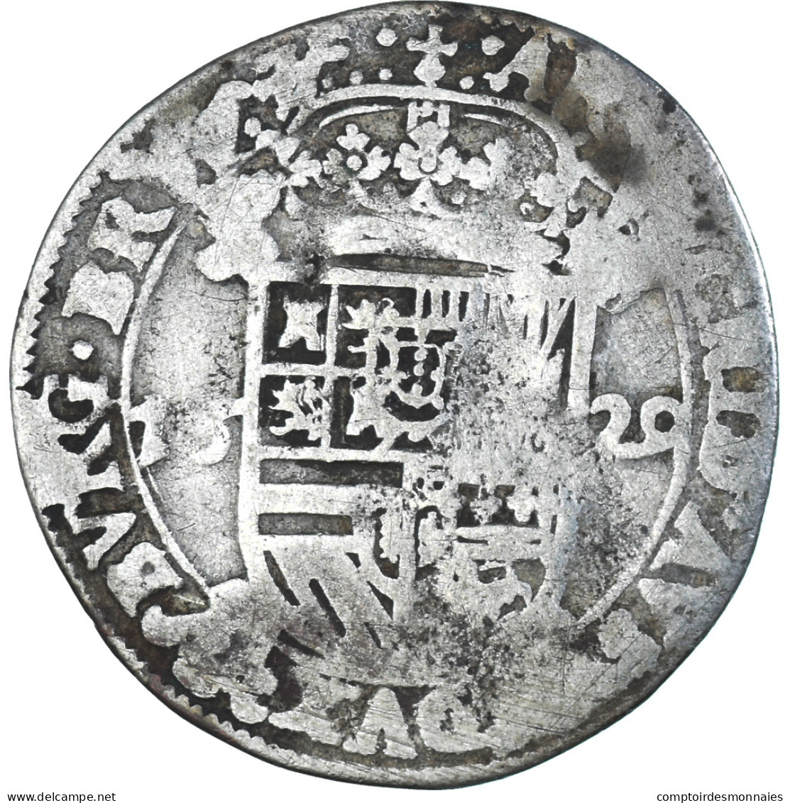 Monnaie, Pays-Bas Espagnols, Philippe IV, Escalin, 1629, Anvers, TB, Argent - Sonstige & Ohne Zuordnung