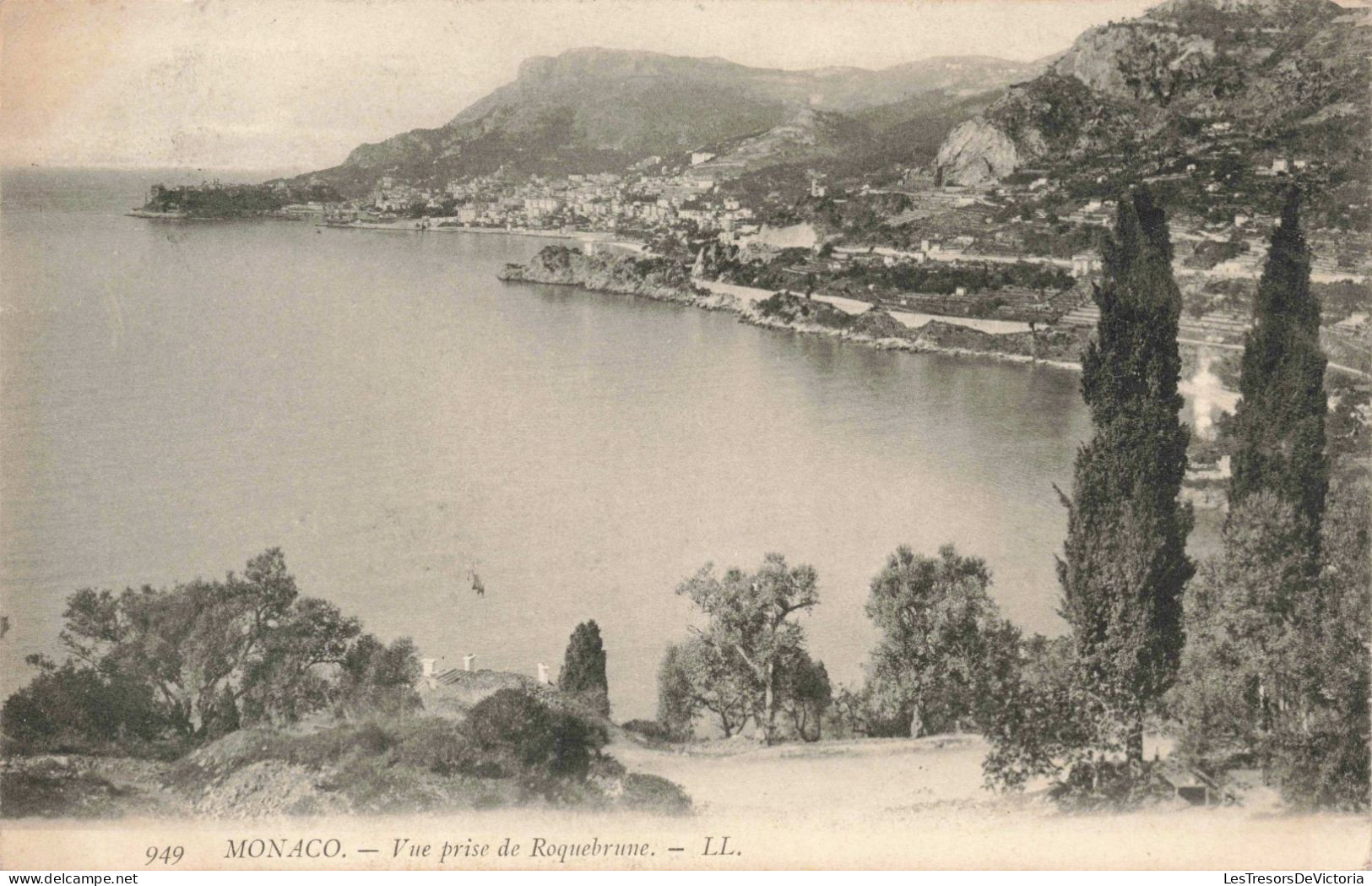 MONACO - Vue Prise De Roquebrune - LL - Plage - Bord De Mer - Carte Postale Ancienne - Panoramische Zichten, Meerdere Zichten