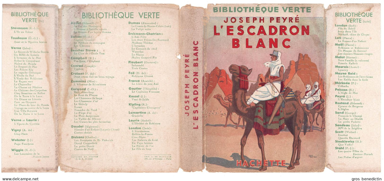 Hachette - Bibliothèque Verte Avec Jaquette -  Joseph Peyré - "L'escadron Blanc" - 1946 - #Ben&Vteanc - Bibliothèque Verte