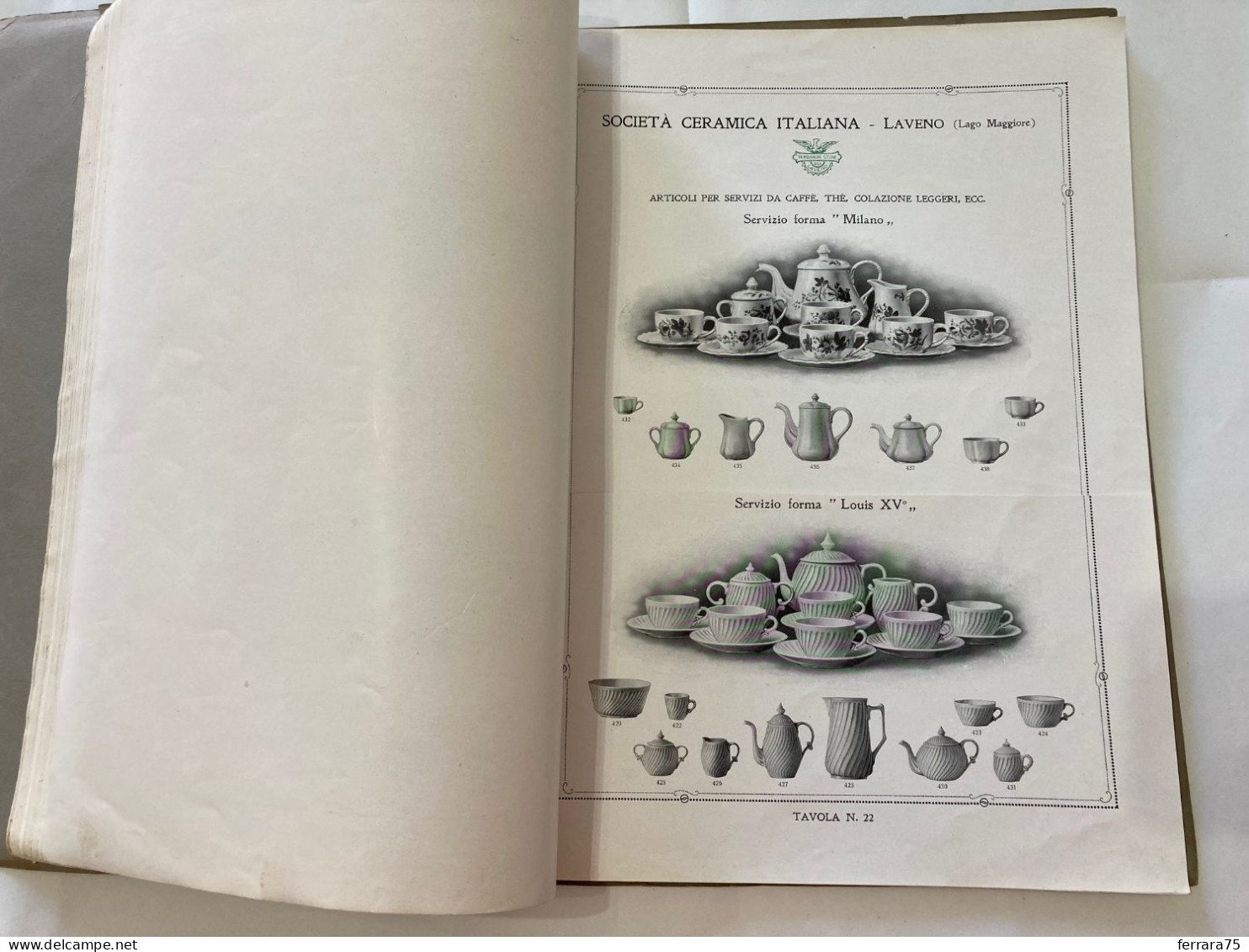 CATALOGO SOCIETà CERAMICA ITALIANA  PORCELLANA DI LAVENO LAGO MAGGIORE 1926.