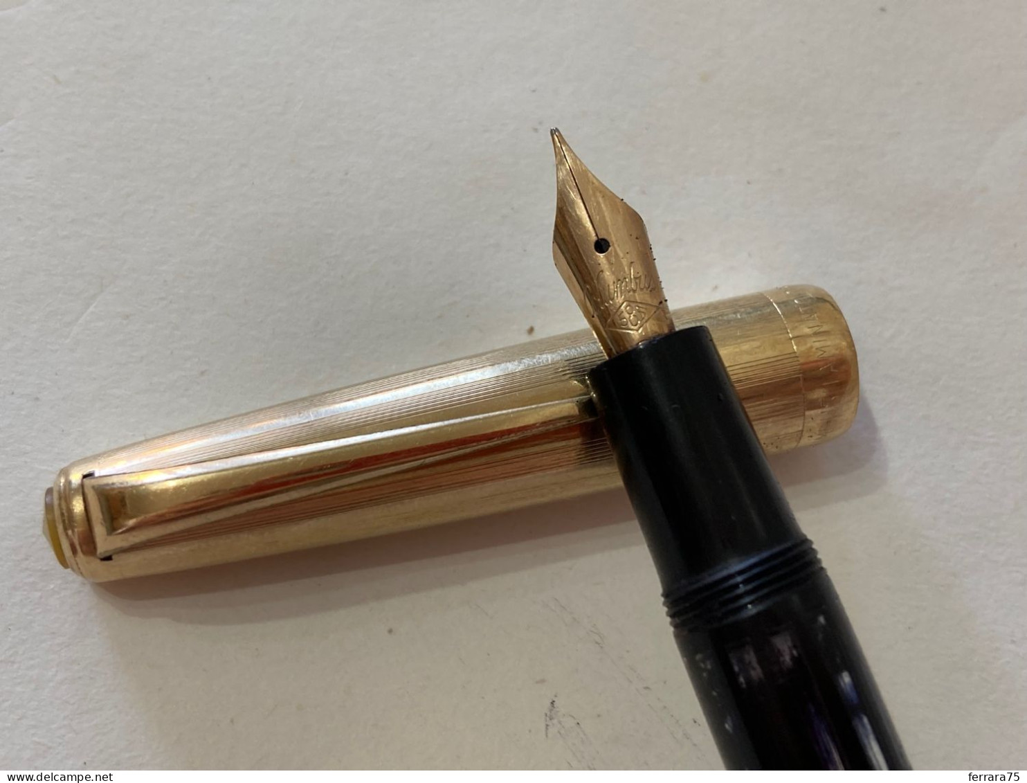 PENNA STILOGRAFICA COLUMBUS-LAMINATO ORO 750/PENNINO ORO 585 VINTAGE. - Pens