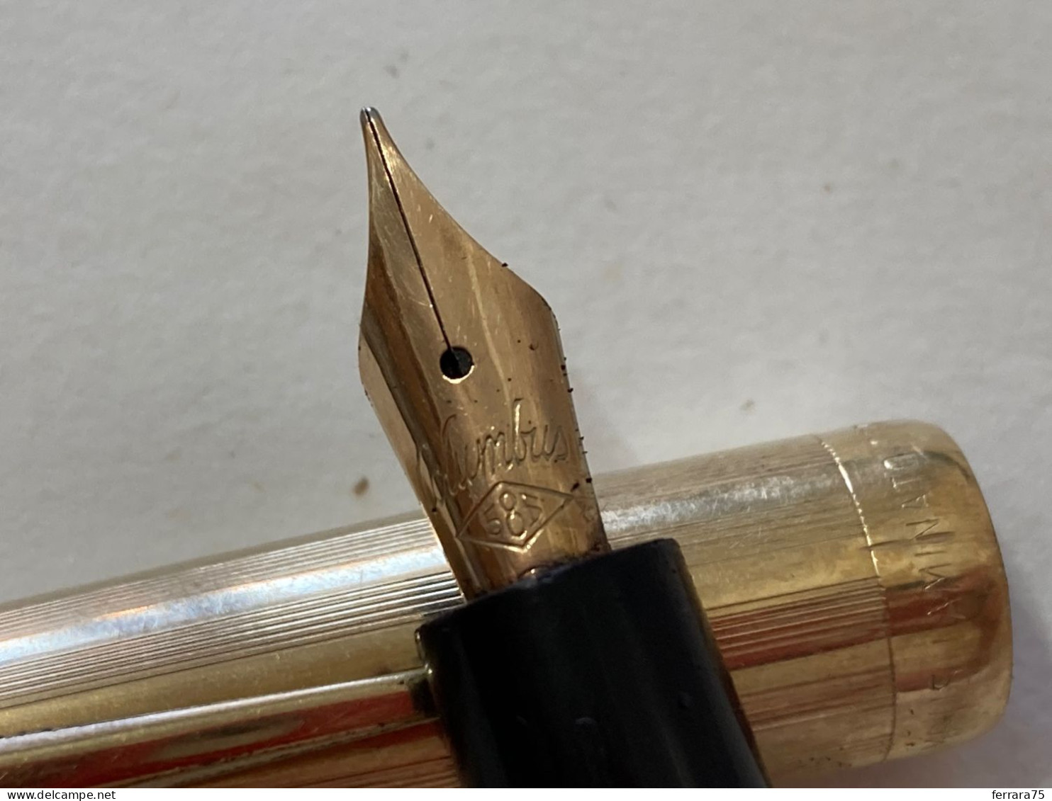 PENNA STILOGRAFICA COLUMBUS-LAMINATO ORO 750/PENNINO ORO 585 VINTAGE. - Pens