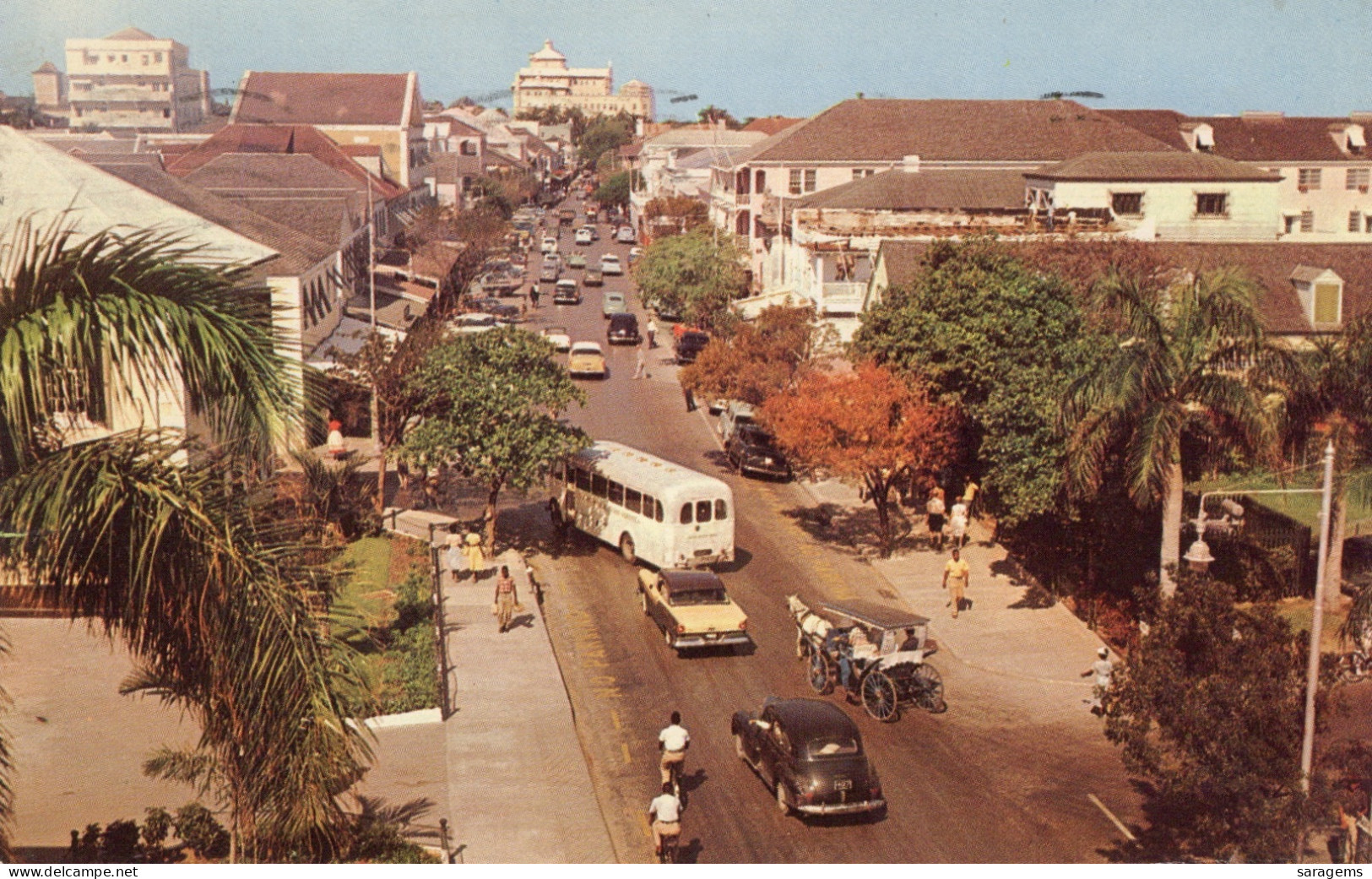 Nassau,Bahamas-Overview Of Main Street 1957 - Antique Postcard - Bahamas