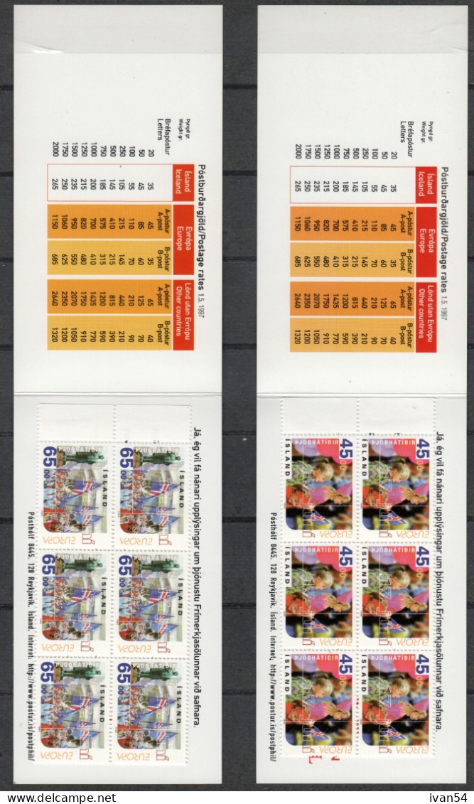 ISLANDE Carnet 839-40 MNH ** - Europe CEPT 1998 - Festivals - Booklets