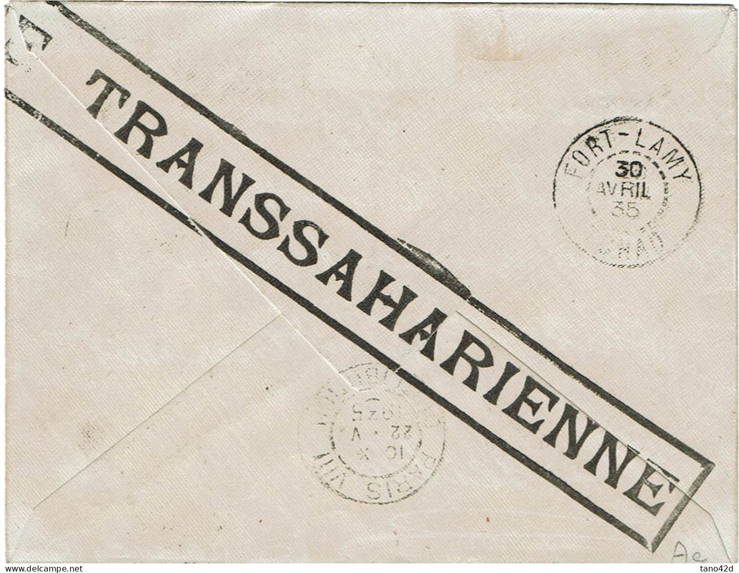 CTN85D - TCHAD LETTRE A DESTINATION DE PARIS PAR TRANSSAHARIENNE AVRIL 1935 - Brieven En Documenten