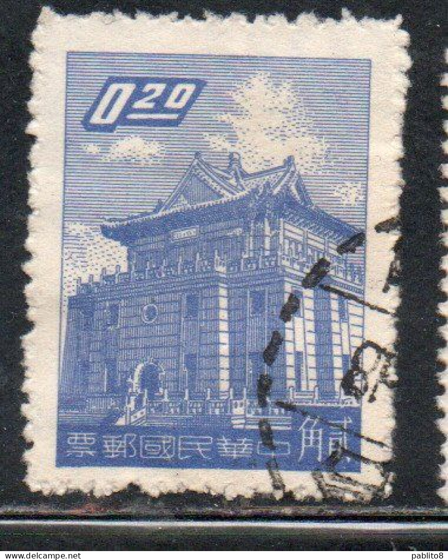 CHINA REPUBLIC REPUBBLICA DI CINA TAIWAN FORMOSA 1959 1960 CHU KWANG TOWER QUEMOY 20c USED USATO OBLITERE' - Used Stamps