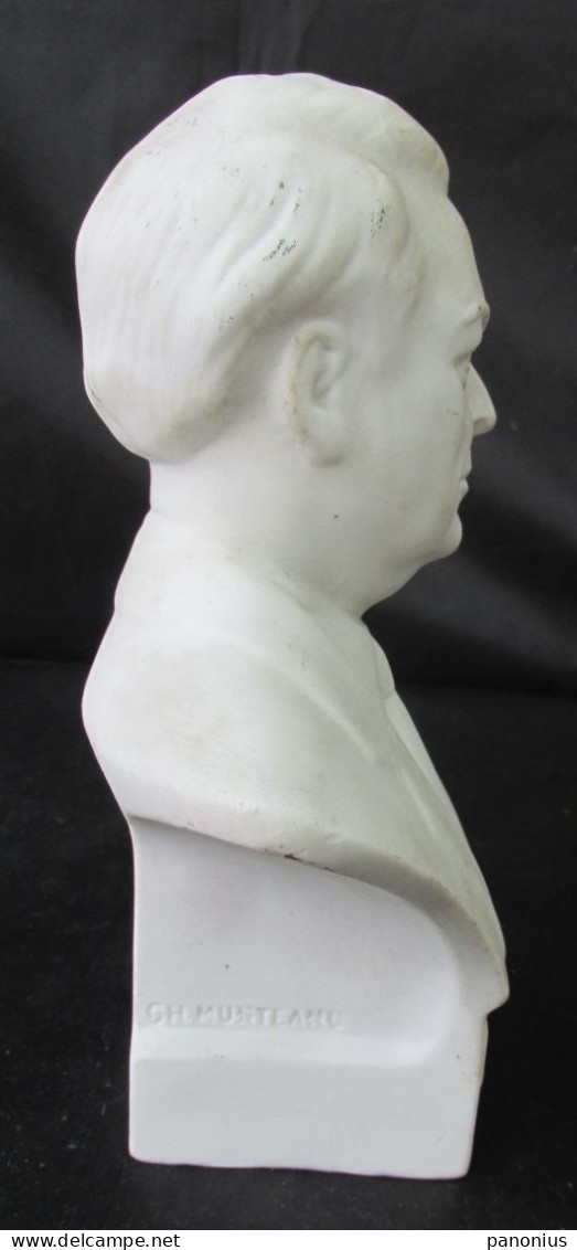 MIHAIL SADOVEANU ROMANIA - PORCELAIN BUST SCULPTURE, BY ARTIST G.M. MUNTEANU - Sonstige & Ohne Zuordnung