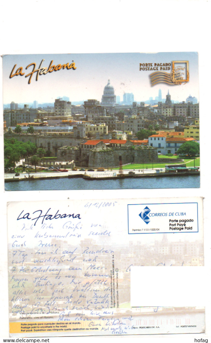 Kuba 2005 Gebühr Bezahlt, Habana Nach Deutschland Cuba Postage Paid - Covers & Documents