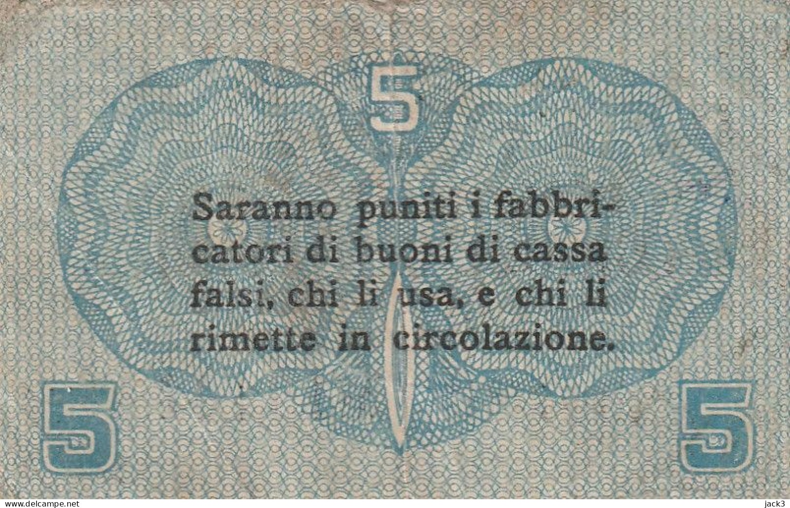 BANCONOTA - BUONO DI CASSA - CASSA VENETA DEI PRESTITI  5cent - Buoni Di Cassa