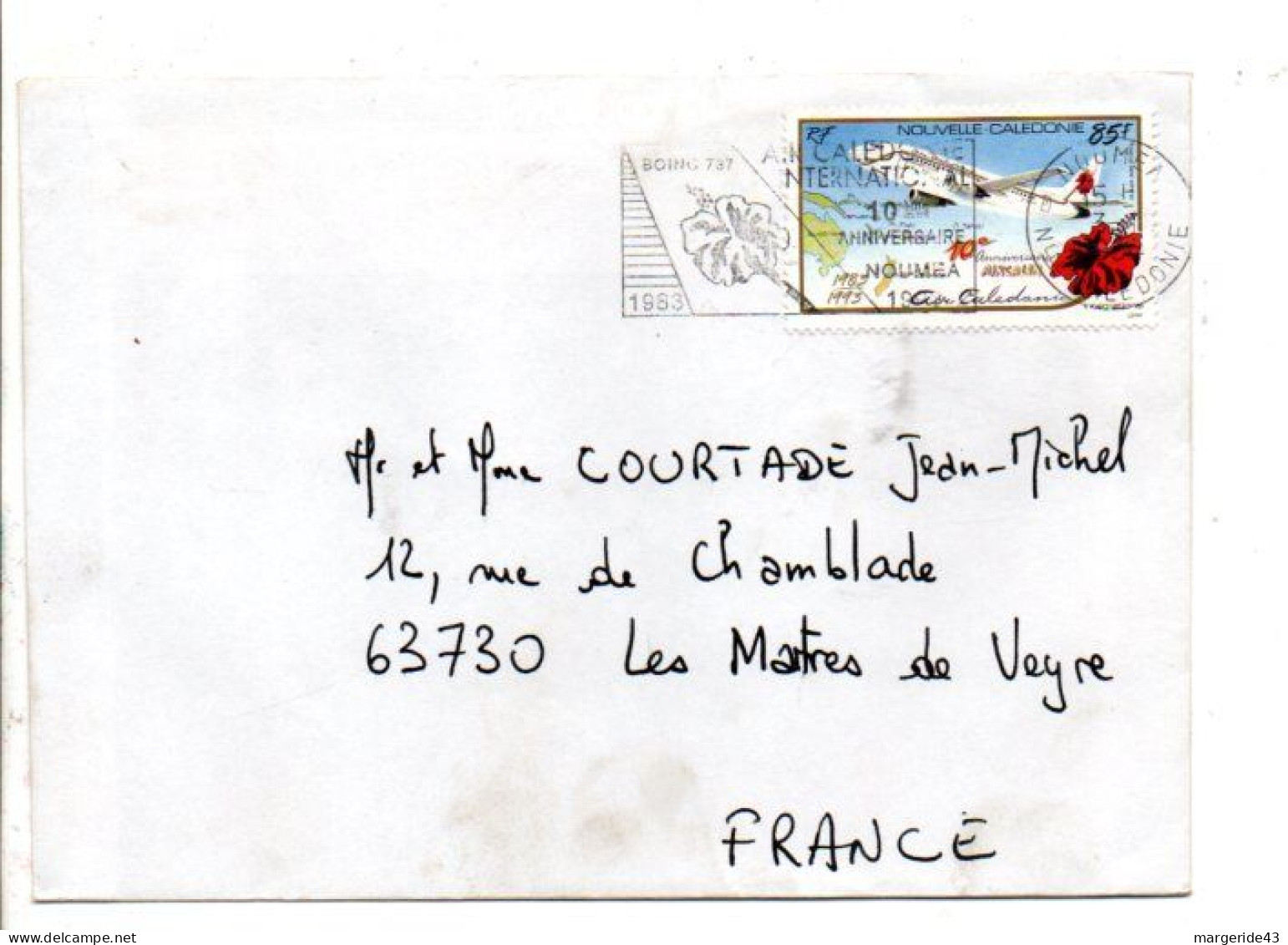 NOUVELLE CALEDONIE SEUL SUR LETTRE POUR LA FRANCE 1994 - Covers & Documents