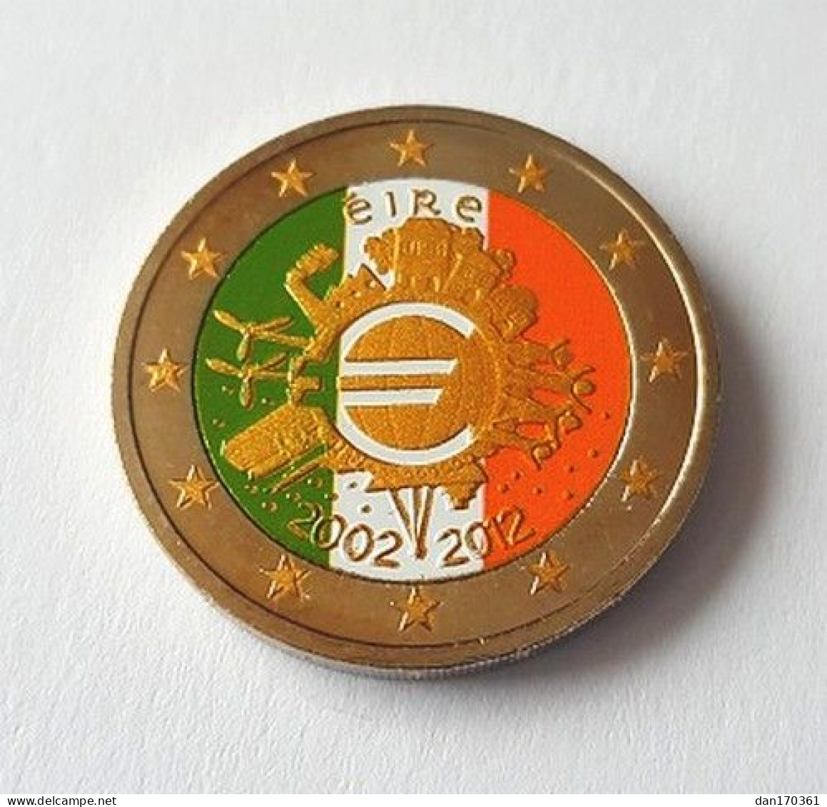 IRLANDE 2012 - 10 ANS DE L'EURO -2 EUROS COMMEMORATIVE- COULEUR - FARBE- COLORISEE - COULEURS - COLORED - COLOR - Ireland