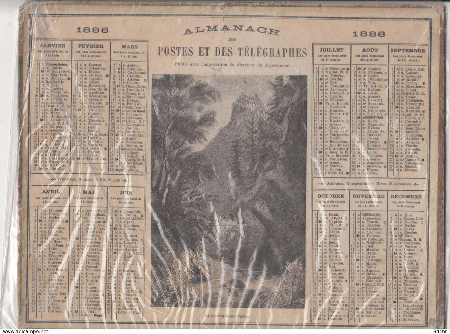 CALENDRIERS DES POSTES (1886)   Saint Gervais Les Bains (21x27) - Grossformat : ...-1900