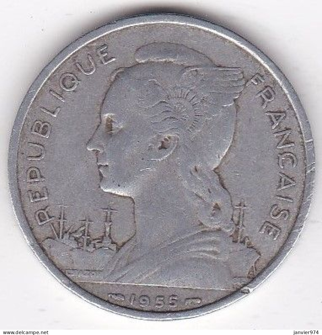 Ile De La Réunion 5 Francs 1955 , En Aluminium, Lec# 69 - Reunion