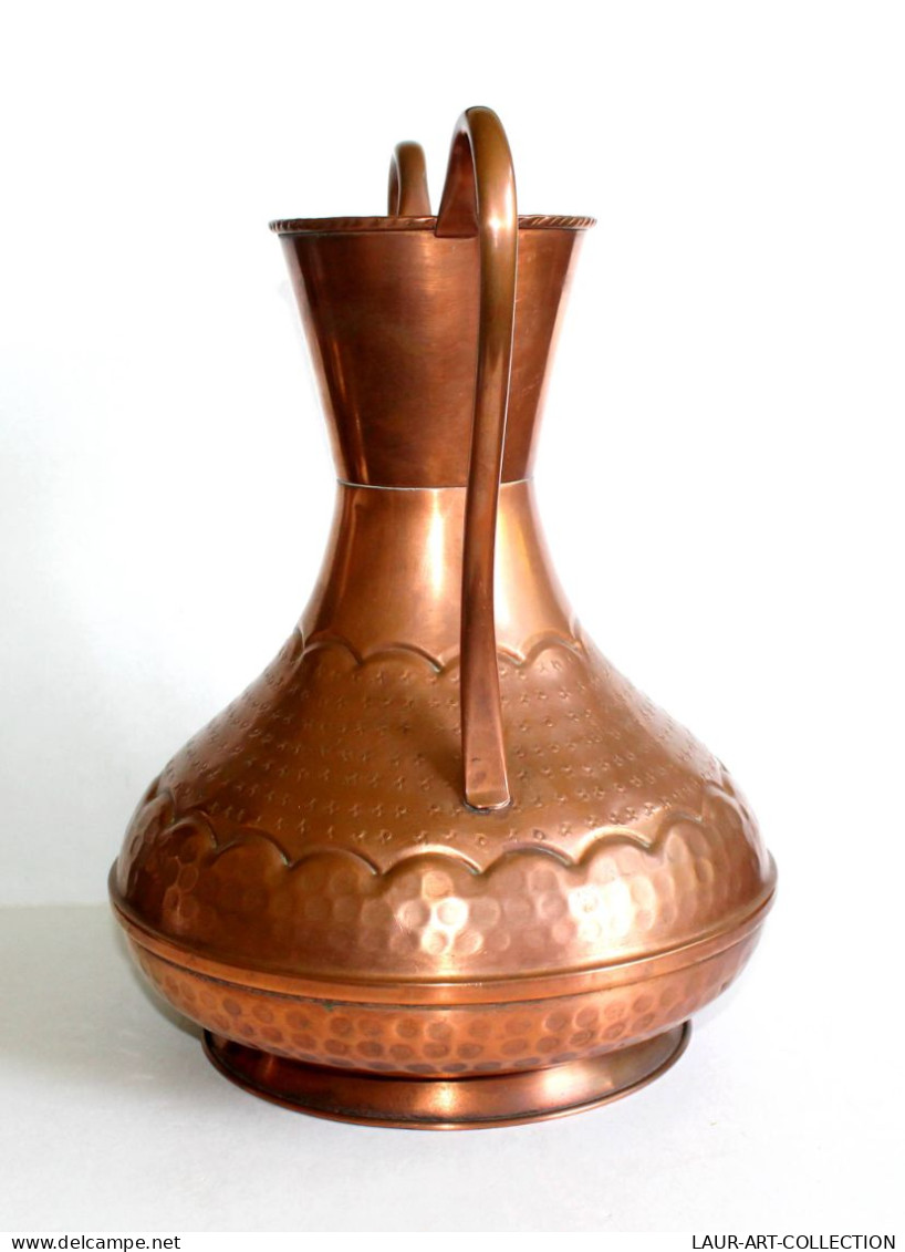 VILLEDIEU JOLI ANCIEN GRANDE JARRE CRUCHE VASE POT A ANSE En CUIVRE MARTELÉ 33cm / ART DECORATIF / DE LA TABLE (0507.17) - Kupfer