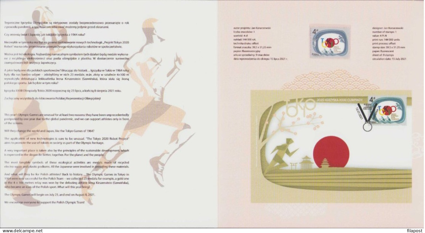 Poland 2021 Booklet XXXII Olympic Games Tokio 2020 / Sports Disciplines: Volleyball, Athletics Rowing + Stamp MNH** - Carnets