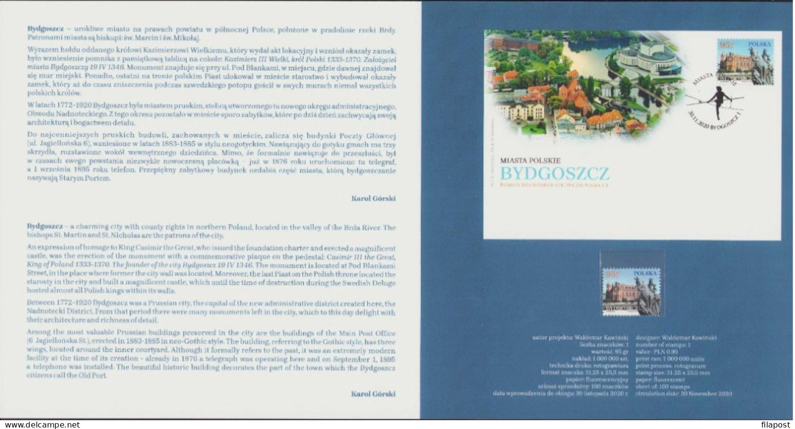 Poland 2020 Booklet, Polish Cities Bydgoszcz Post Office Neo Gothic Bulding Monument King Casimir, Horse +stamp MNH** - Postzegelboekjes