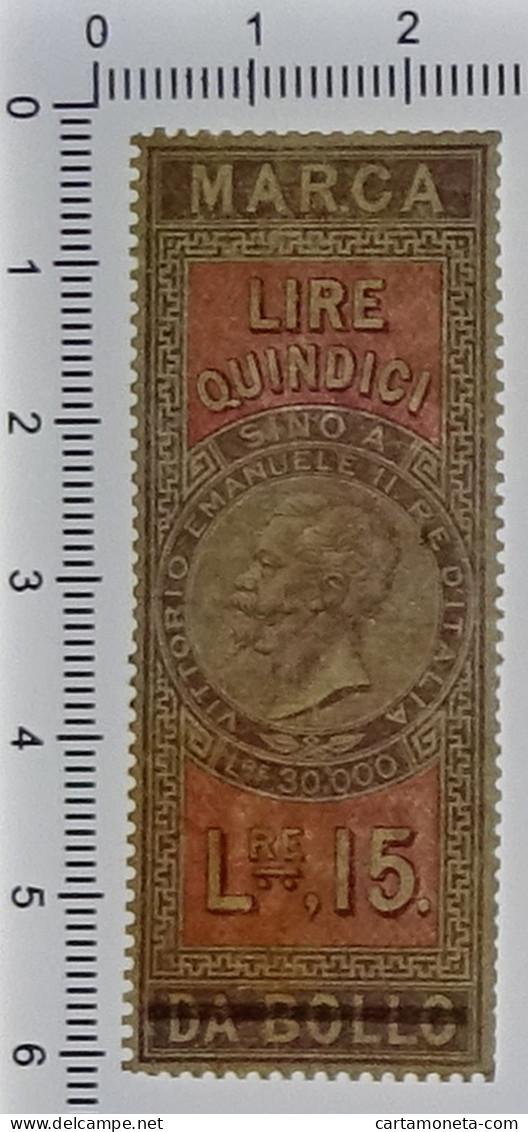 15 LIRE BANCA NAZIONALE NEL REGNO D'ITALIA MARCA DA BOLLO 13/06/1866 SPL - Andere & Zonder Classificatie