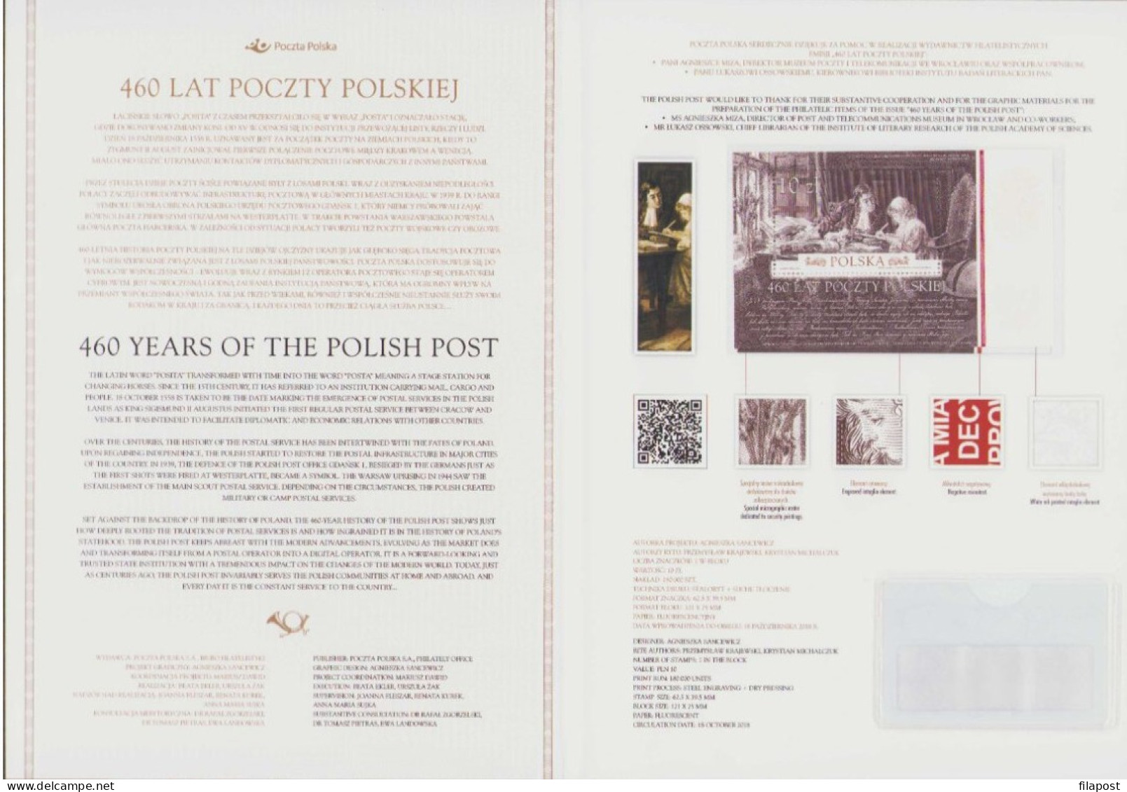 2018 POLAND Booklet 460 Years Of The Polish Post Painting Margaret Dicksee +block MNH** - Libretti