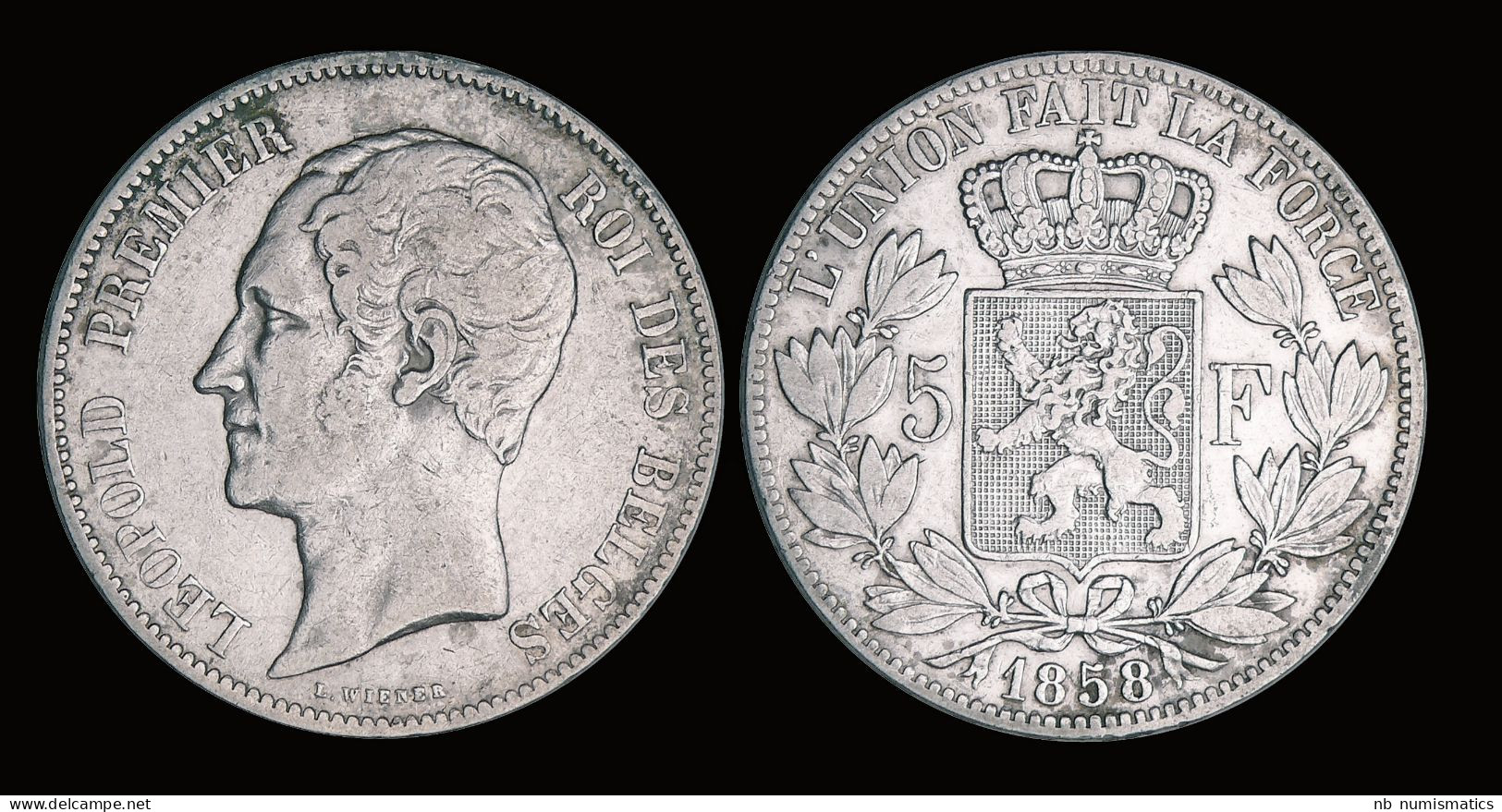 Belgium Leopold I 5 Frank 1858 - 5 Frank