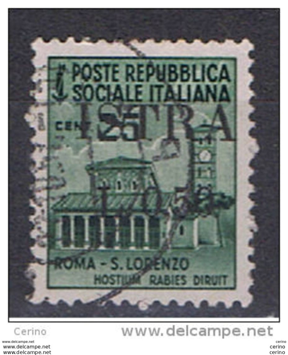 ISTRIA - OCCUPAZIONE  JUGOSLAVA:  1945  SOPRASTAMPATO  -  50 C./ 25 C. VERDE  SMERALDO  US. -  SASS. 24 - Occ. Yougoslave: Istria